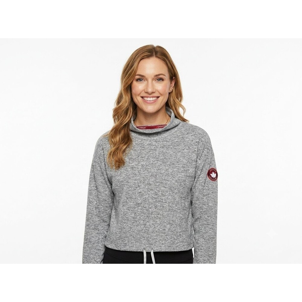 Canada Weather Gear Supreme Soft Sweatshirt Womens Large L Gray Mock Neck Cinch